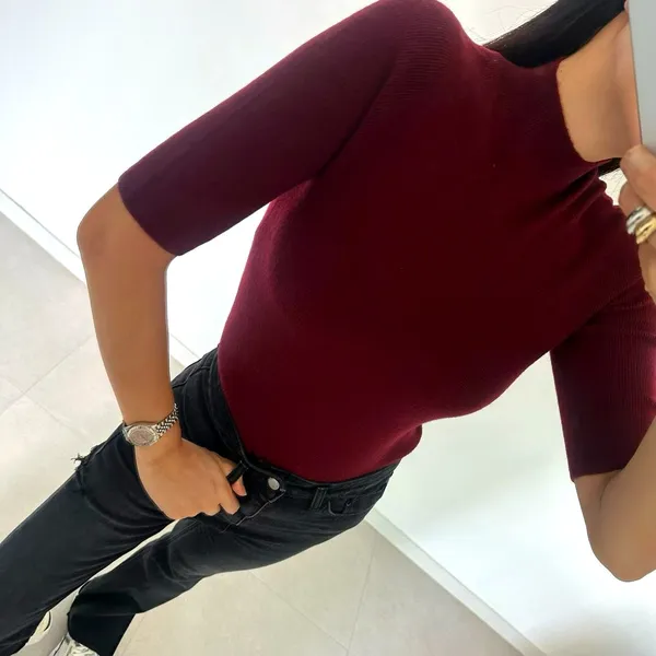Stylish Slim-Fit High Neck Short Sleeve Top, A Must-Have for Elegant Charm