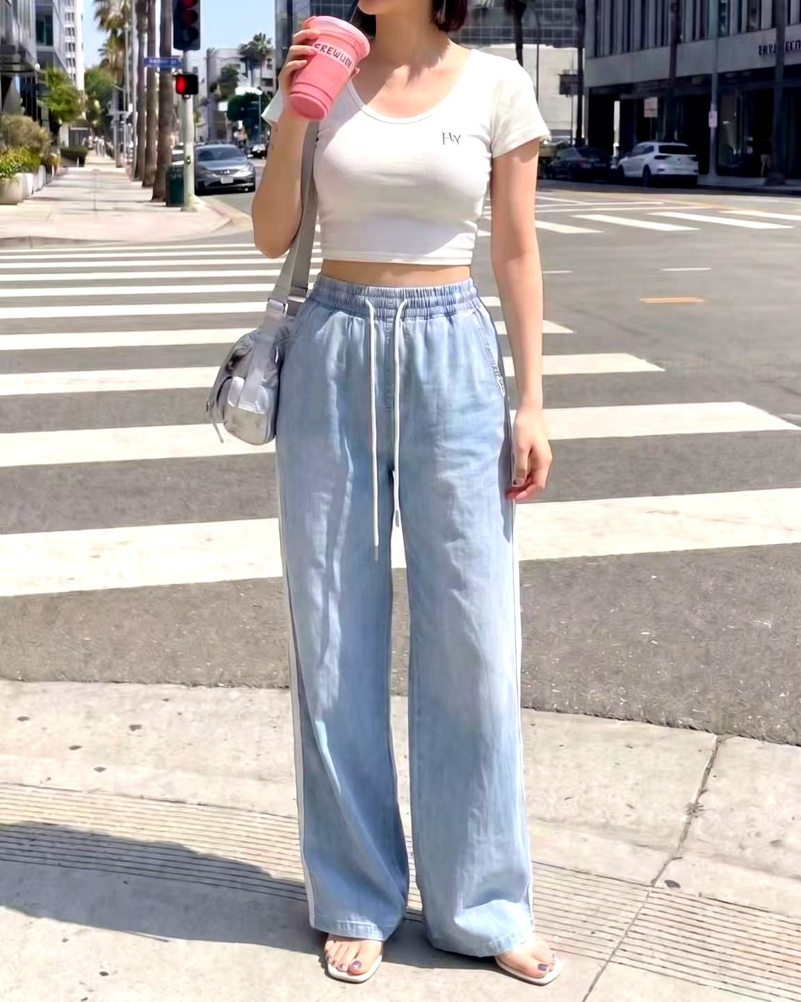 패셔너블 루즈 여성 바지, 가볍고 편안하며 여름에 완벽한 조합 3073