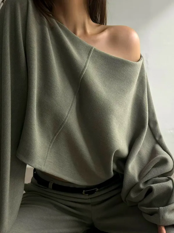 เสื้อท็อปไหล่เดี่ยวสำหรับผู้หญิงสไตล์เรียบง่ายทันสมัย - สบายและดูดี