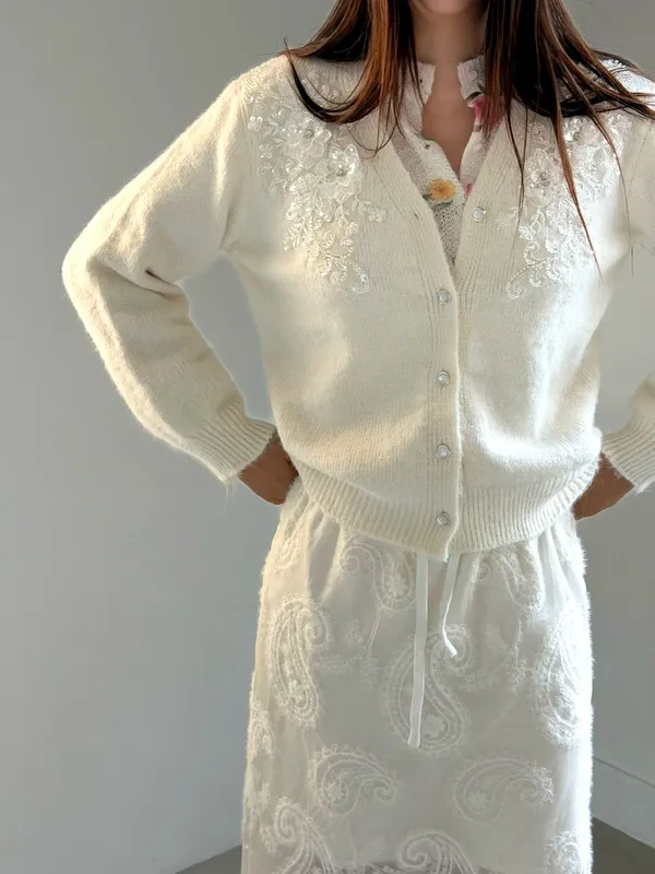 Elegant Embroidered Cardigan for Women, Soft and Comfortable