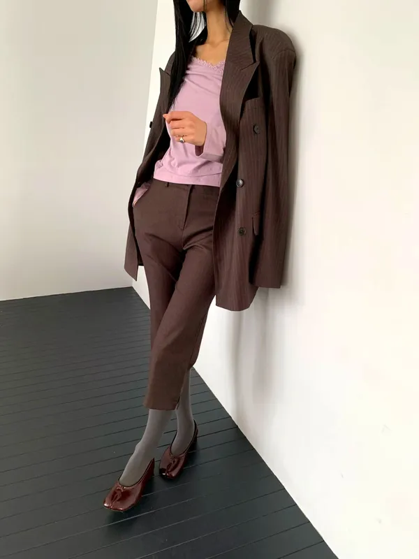 Seluar Formal Wanita Slim-Fit Elegan, Menonjolkan Daya Tarik di Tempat Kerja