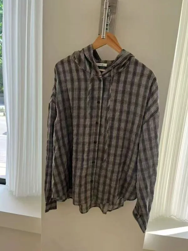 Casual Plaid Hooded Shirt, Lightweight and Breathable, Fashionable and Versatile