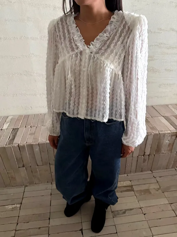 Elegant Lace-Panel Women's Top, Lightweight and Breathable