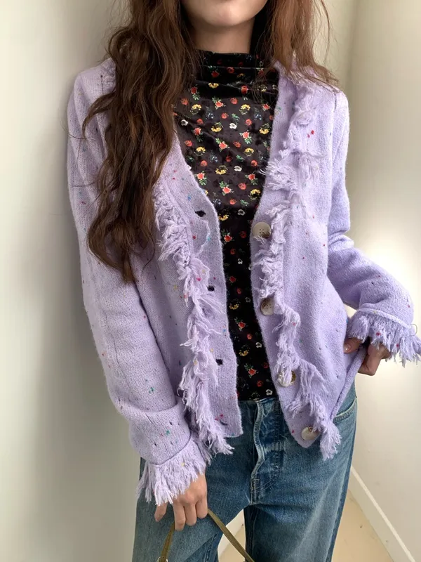 Purple Sweater Coat, Fashionable and Casual