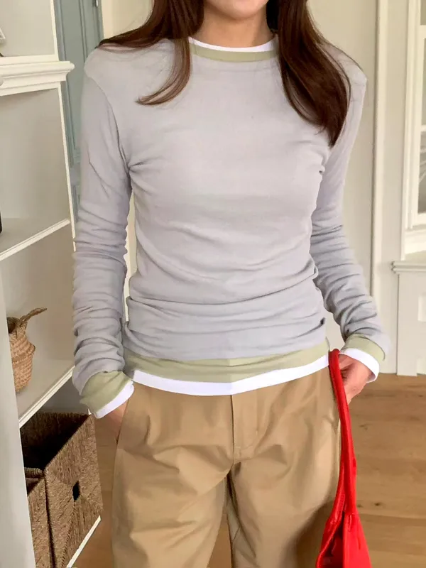 Fashionable and Minimalist Long Sleeve Top for Women, Comfortable and Versatile