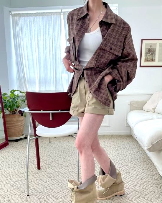 패셔너블 체크 셔츠, 편안한 캐주얼 스타일