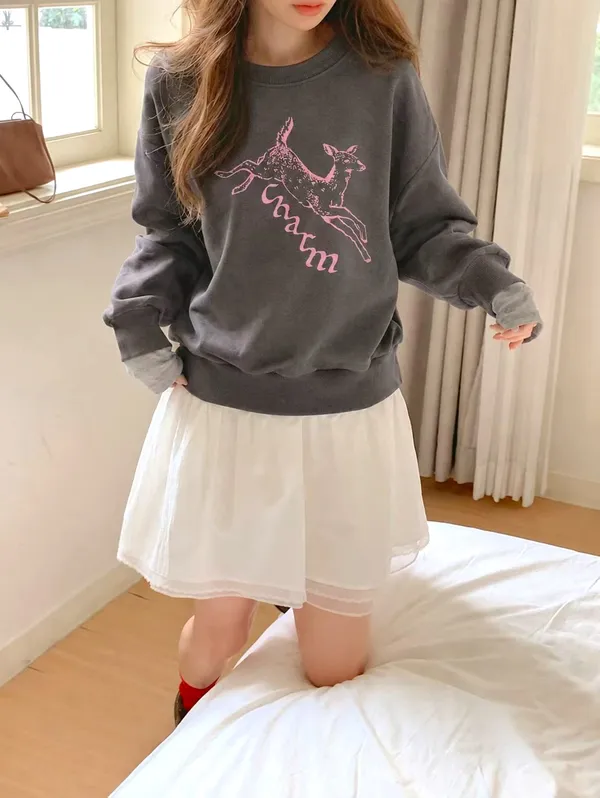 可愛圖案衛衣，舒適百搭，適合春秋穿搭