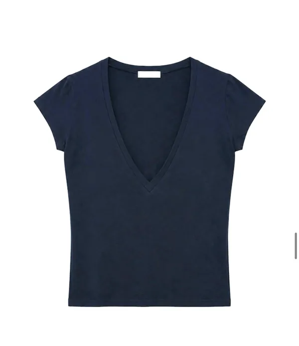Minimalist Deep V-Neck Women's Top, Comfortable and Versatile
