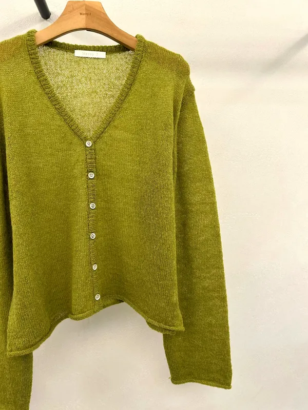 Fresh Green Knit Cardigan for Women, Comfortable and Breathable, Fashionable and Versatile