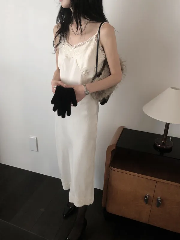 Elegant Lace Camisole Dress, Showcasing Feminine Charm