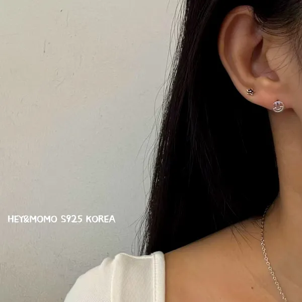ต่างหูดาวเรียบง่าย S925 เงินเครื่องประดับแฟชั่นผู้หญิง ต่างหู