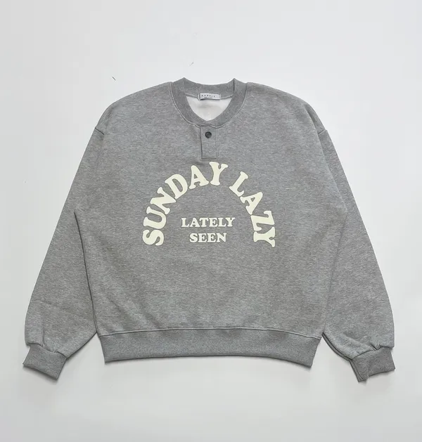 Lazy Henley Neck Men's Sweatshirt, Comfortable Casual Style