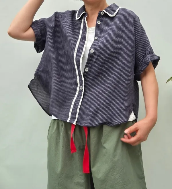 Striped Short Sleeve Shirt - Fresh and Casual Style