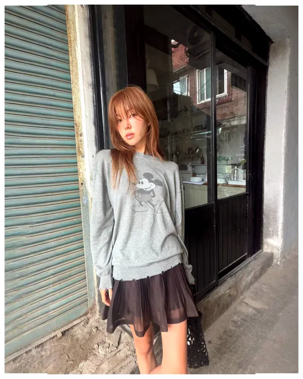 เสื้อผู้หญิงแขนหลวมลายมิกกี้