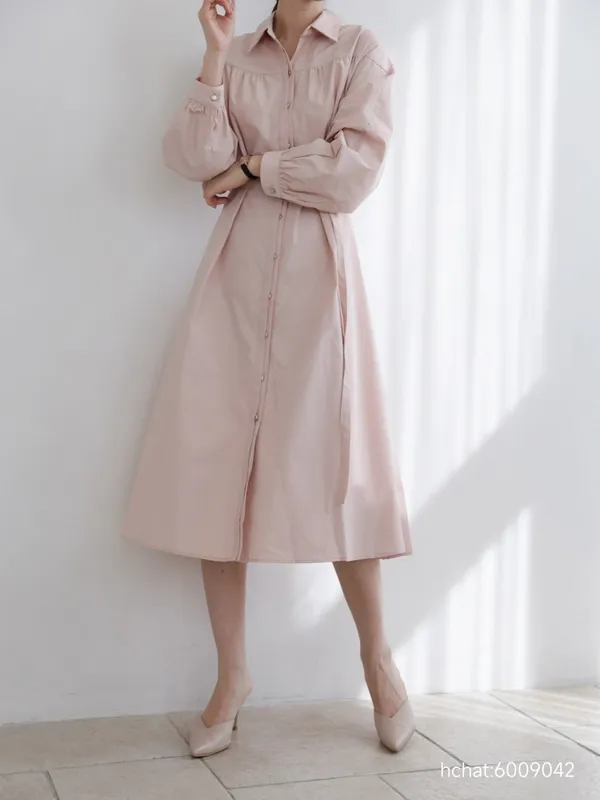 Elegant Pink Shirt Dress for Spring and Summer Wear