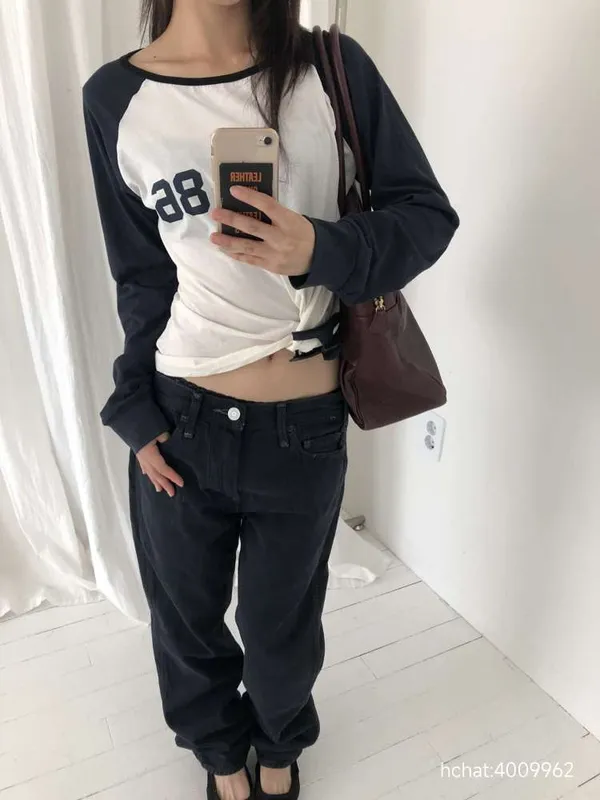 Stylish Color-Block Long Sleeve T-Shirt