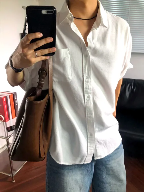 Minimalist Style Men's Short Sleeve Shirt, Comfortable and Breathable