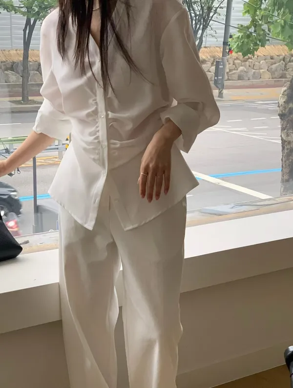 Elegant White Shirt in Minimalist Style, Showcasing Your Grace