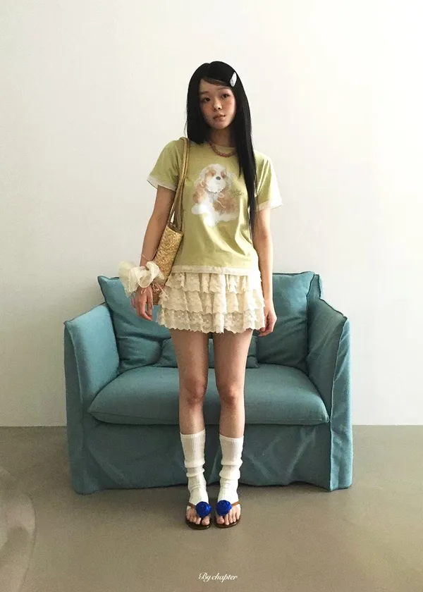 Cute Cartoon Pattern Short Sleeve T-Shirt, Fresh Summer Style