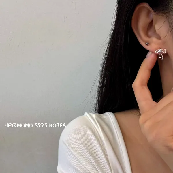 ต่างหูเงิน 925 ดีไซน์โบว์สุดเก๋ สไตล์หรู