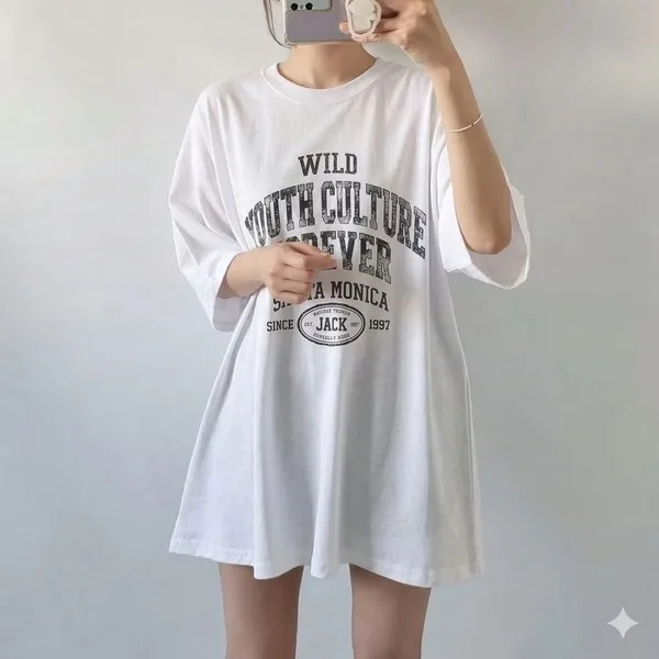 T-Shirt Cetakan Longgar Kasual, Selesa dan Bernafas, Bergaya dan Serbaguna