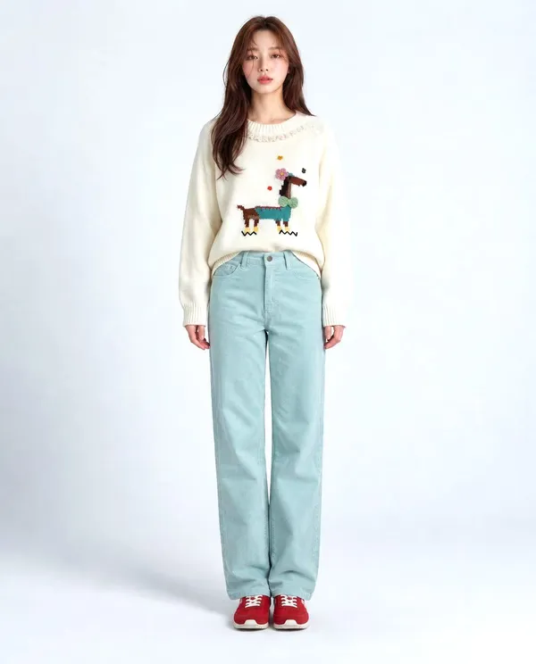 Cute Pattern Knitted Sweater, Warm and Comfortable