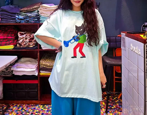 Cute Cartoon Pattern Loose T-Shirt, Comfortable and Casual Style
