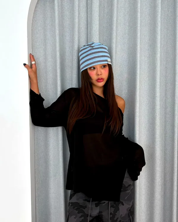 Fashionable Sheer Black Top, Showcasing Elegant Charm