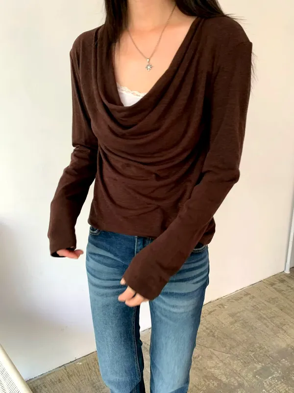 Elegant Pleated Design Women's Top, Comfortable Casual Style