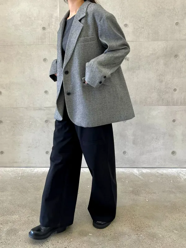 Trendy Gray Women's Jacket, Loose Fit for Various Occasions