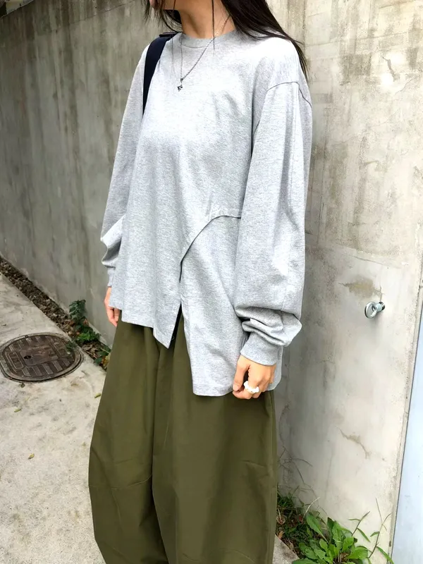 Minimalist Gray Women's Top, Comfortable and Versatile
