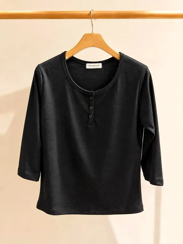 Minimalist Black Women's Top - Comfortable and Versatile