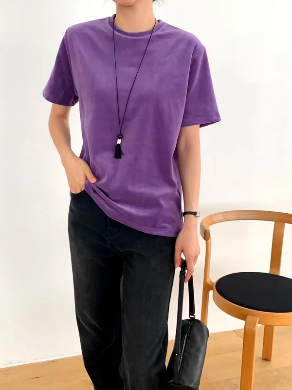Stylish Purple Short Sleeve T-Shirt - Comfortable and Versatile