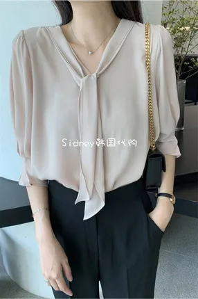 Elegant Silk V-Neck Shirt, Lightweight and Breathable, Perfect Match