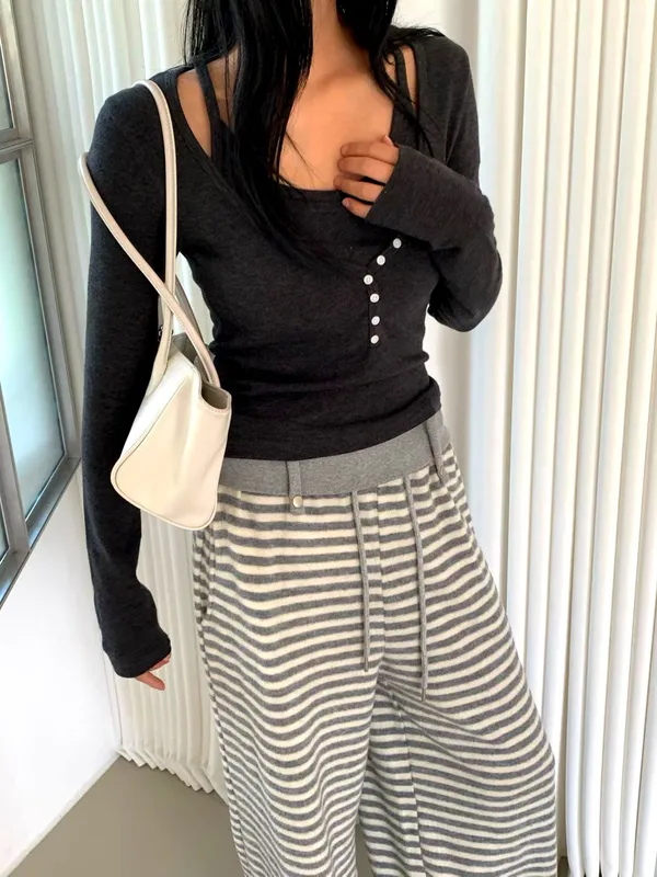 Fashion Striped Women's Outfit, Comfortable Casual Style