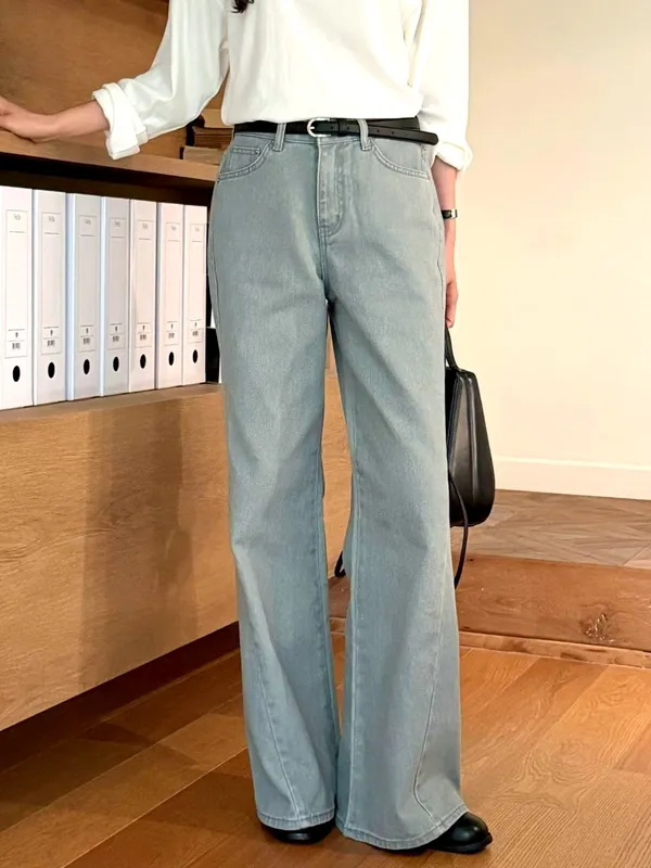 Stylish High-Waisted Loose Denim Pants for an Elegant Look