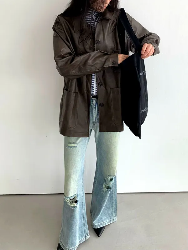 Jaket Wanita Bergaya dan Serbaguna, Material Kulit Berkualiti Tinggi