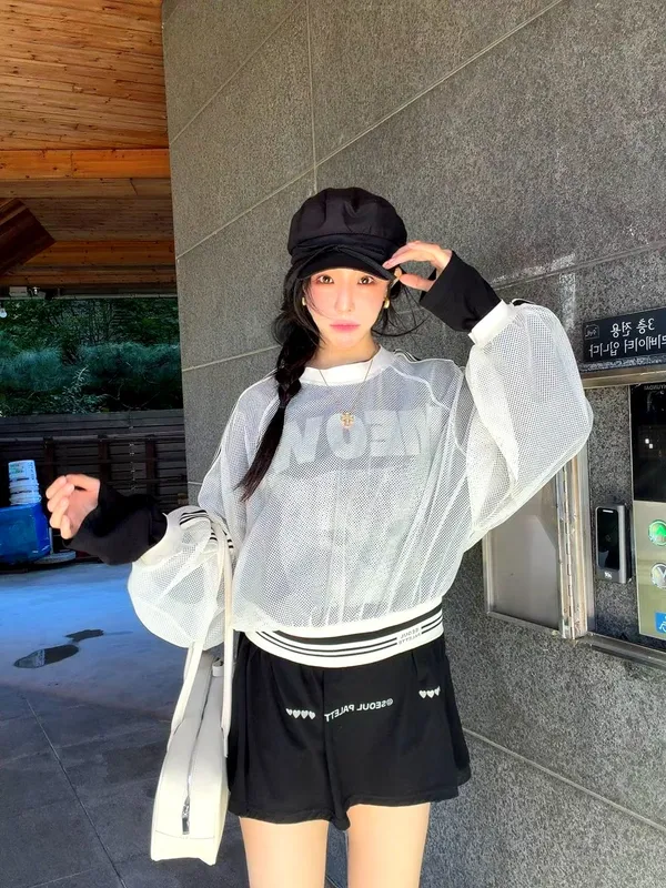 패셔너블한 통기성 메쉬 티셔츠, 편안한 캐주얼 스타일