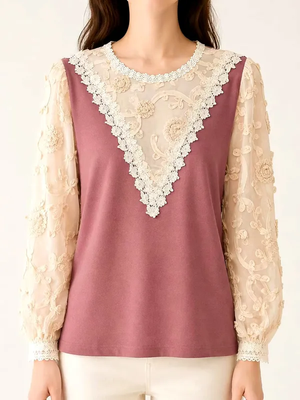Elegant Lace-Trimmed Women's Top - Fashionable and Comfortable