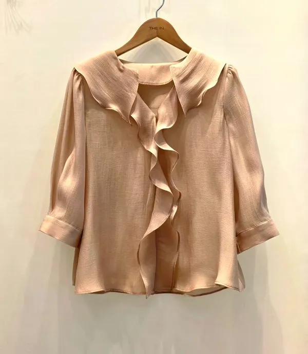 Elegant Ruffled Women's Top, Lightweight and Breathable