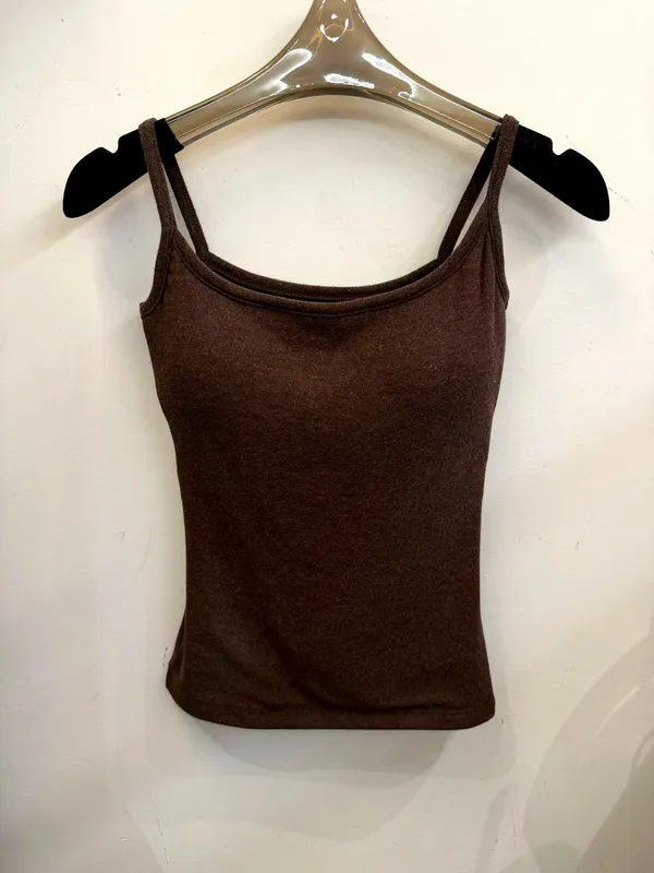 Minimalist Slim Fit Brown Cami Top, Comfortable and Versatile