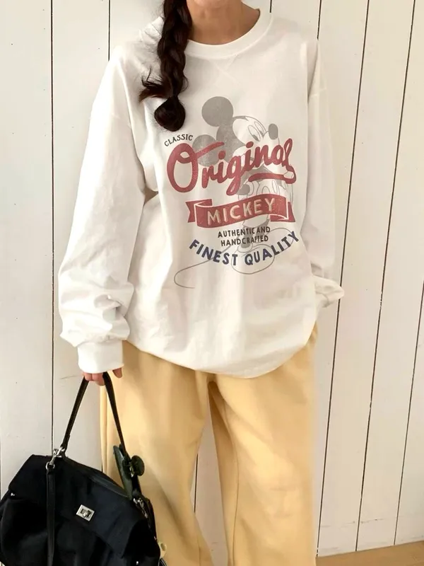 Classic Mickey Print Loose T-Shirt - Comfortable and Stylish