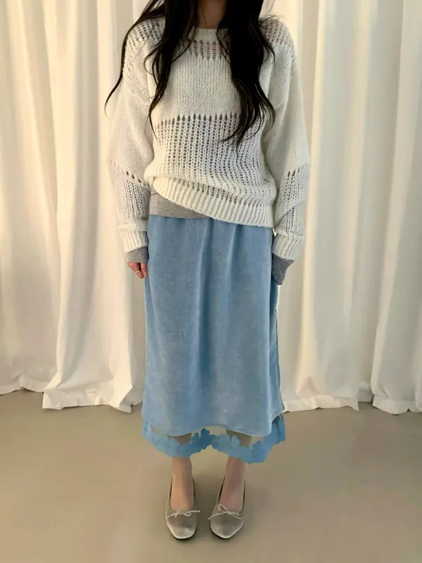 Fresh Blue Midi Skirt, Lightweight and Breathable, A Summer Essential
