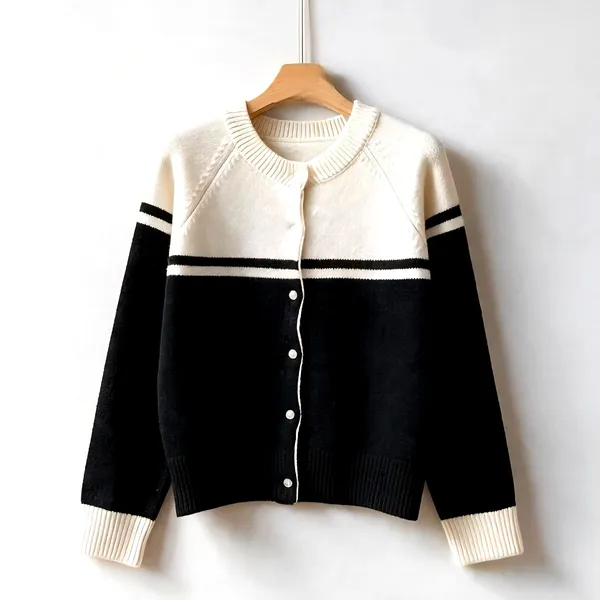 Stylish Color-Block Cardigan for Women, Comfortable and Versatile