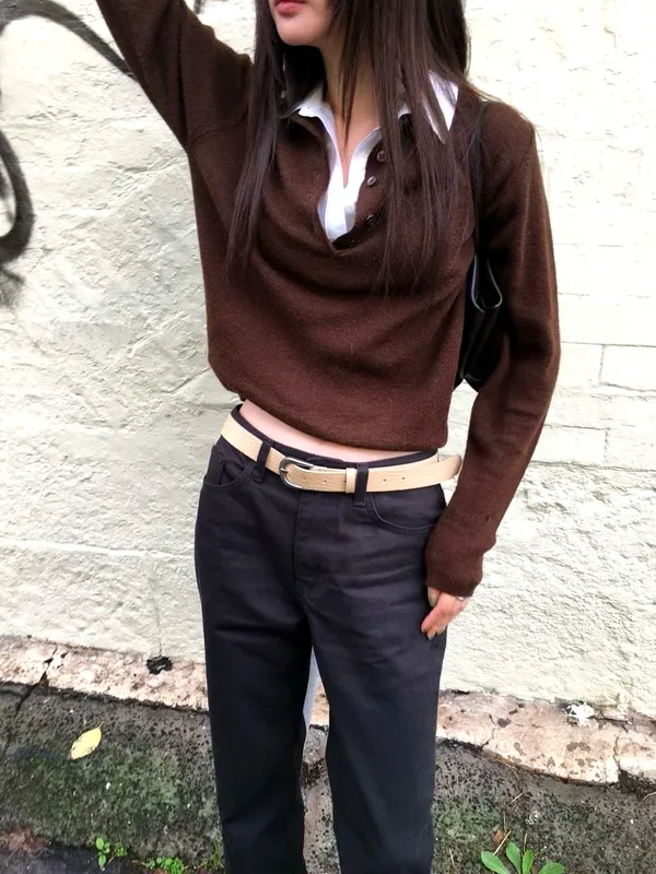 Stylish Casual Women's Top - Elegant Brown Design
