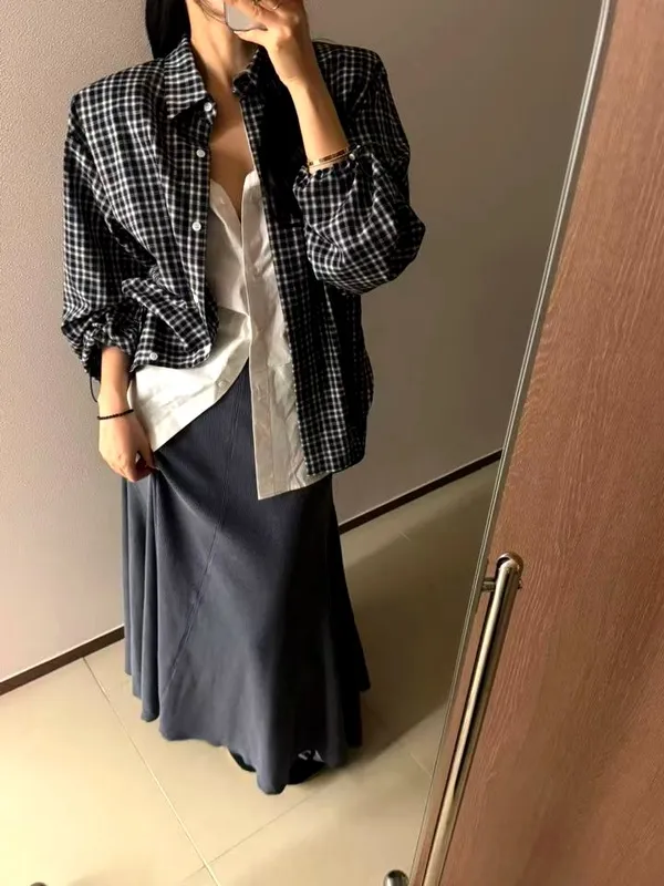 Stylish Plaid Shirt, Effortlessly Matches Various Styles Sale