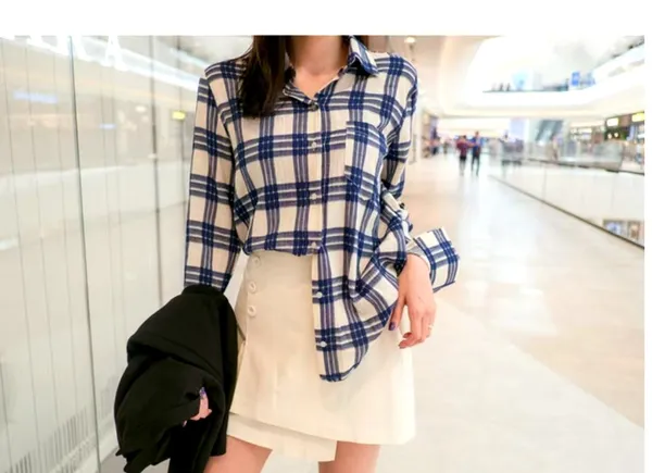 Stylish Plaid Shirt, Elegant Casual Style
