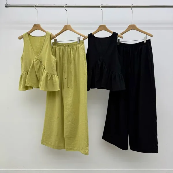 Fresh Summer Sleeveless Top and Loose Pants Set