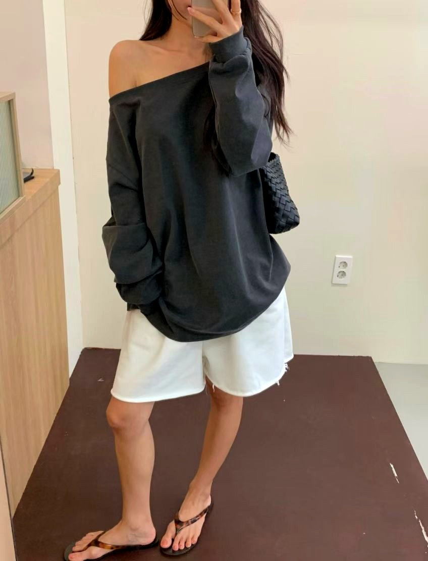 루즈 캐주얼 오프숄더 티셔츠, 패셔너블하고 다재다능한