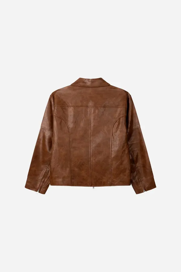 Stylish Men's Leather Jacket, Classic Brown Design